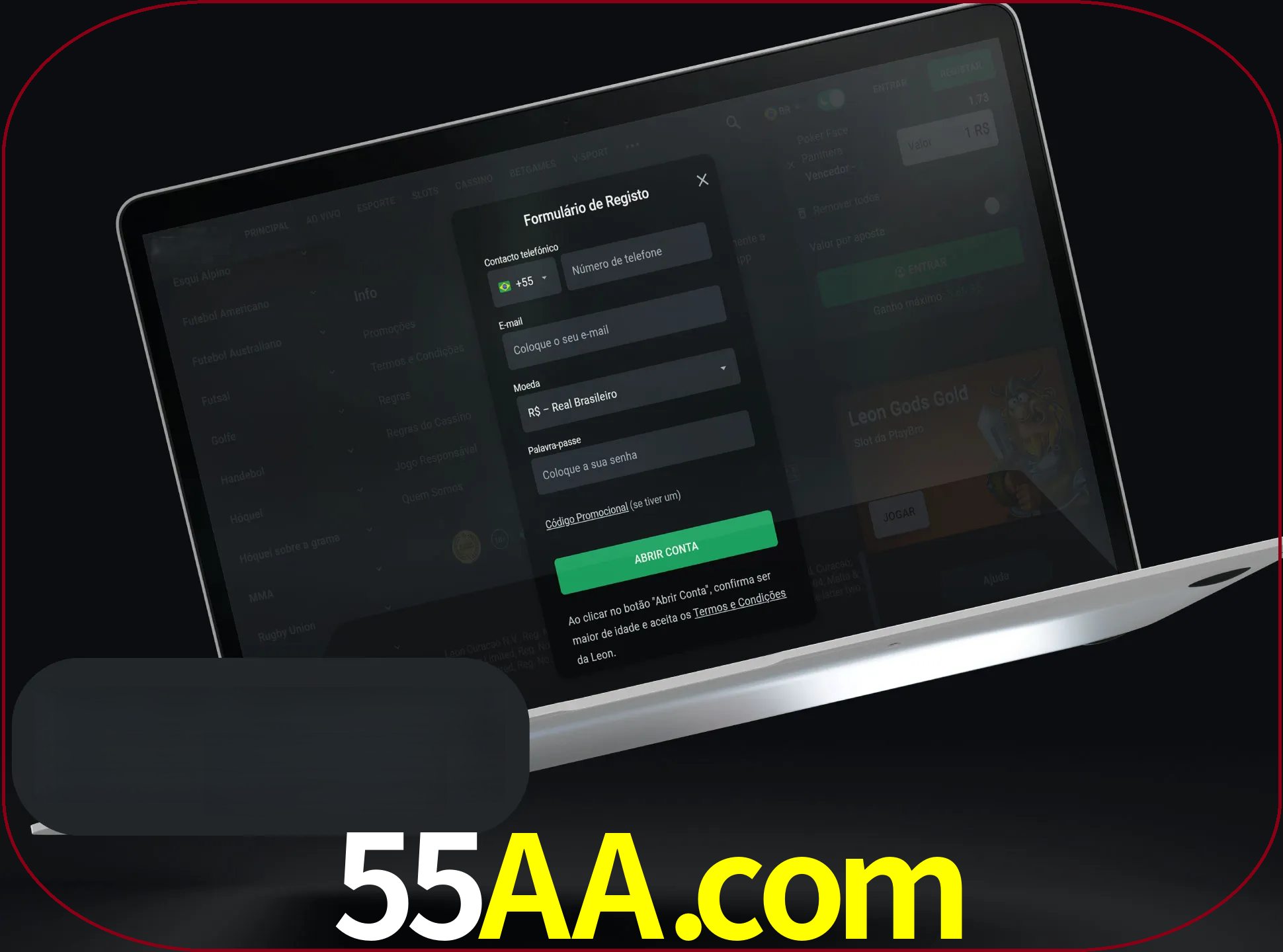 Abra o site da LeonBet e crie sua própria conta.