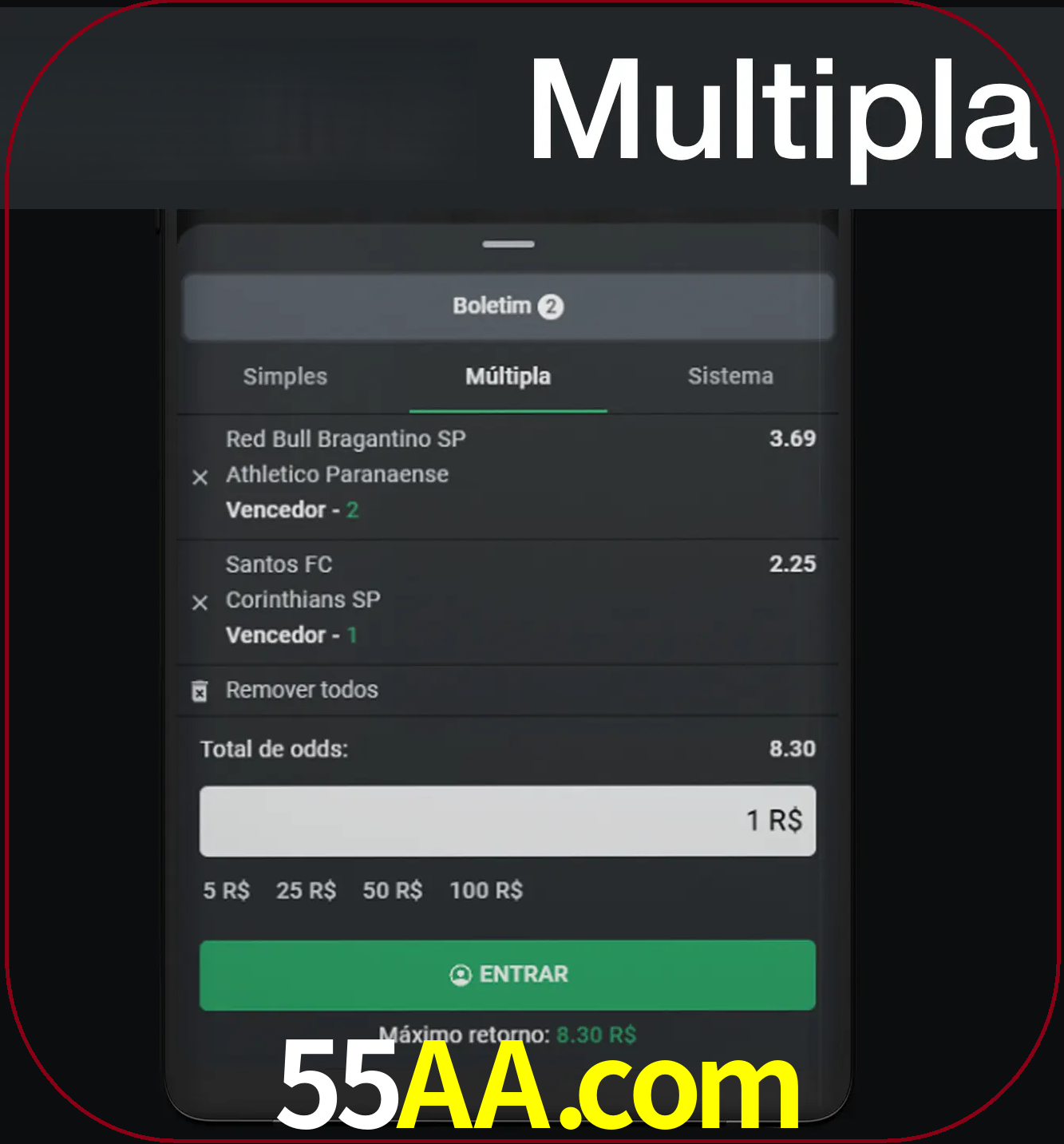 Faça apostas mais valiosas com mais de duas apostas.