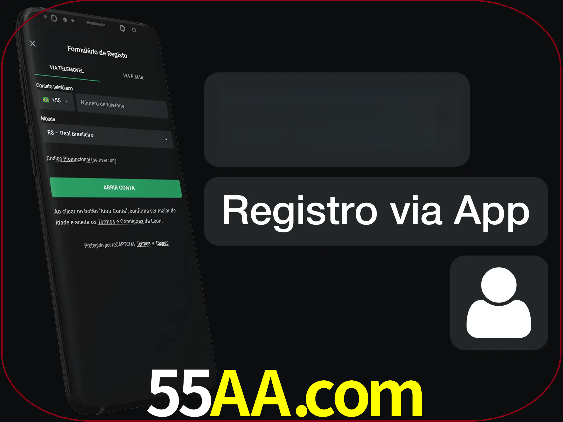 Registre-se com duas etapas usando o aplicativo.