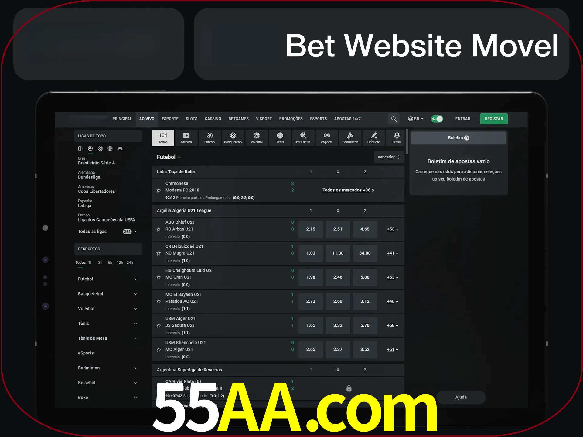 Use nosso website em qualquer dispositivo.